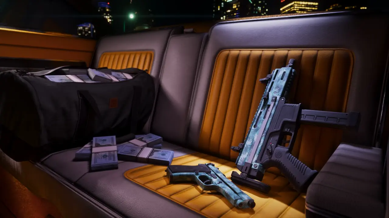 Official Grand Theft Auto VI Vintage Vice City Weapon Pattern still