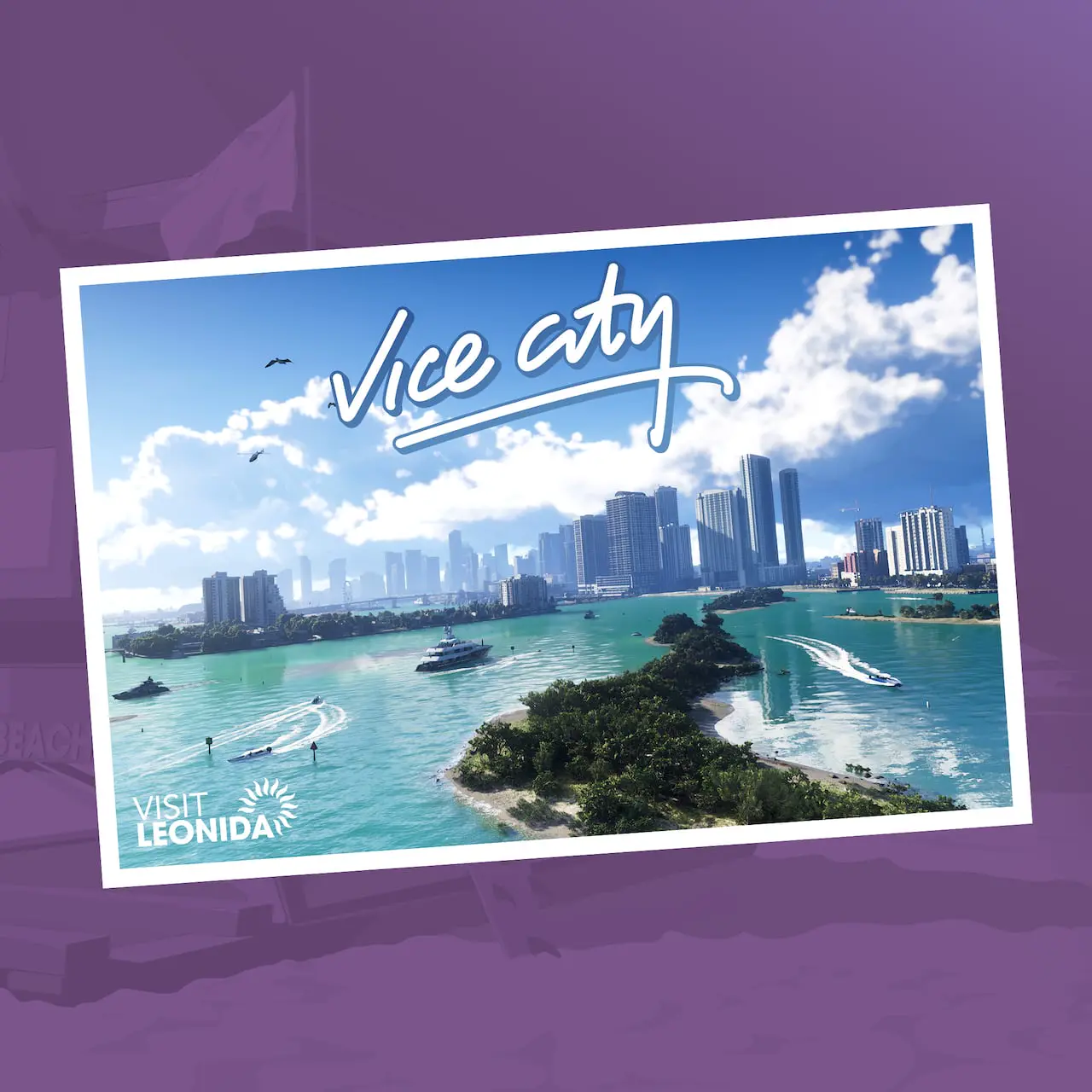 Official Grand Theft Auto VI Vice City postcard art