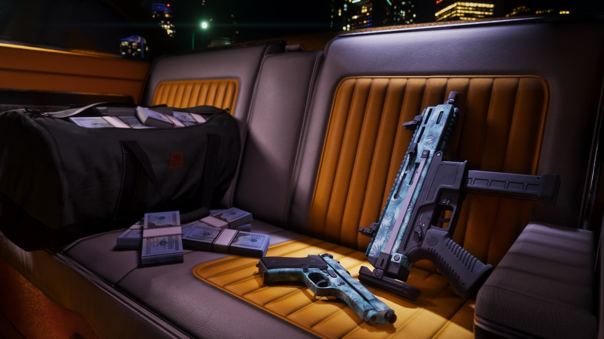 GTA 6 official screenshot: Vintage Vice City weapon pattern