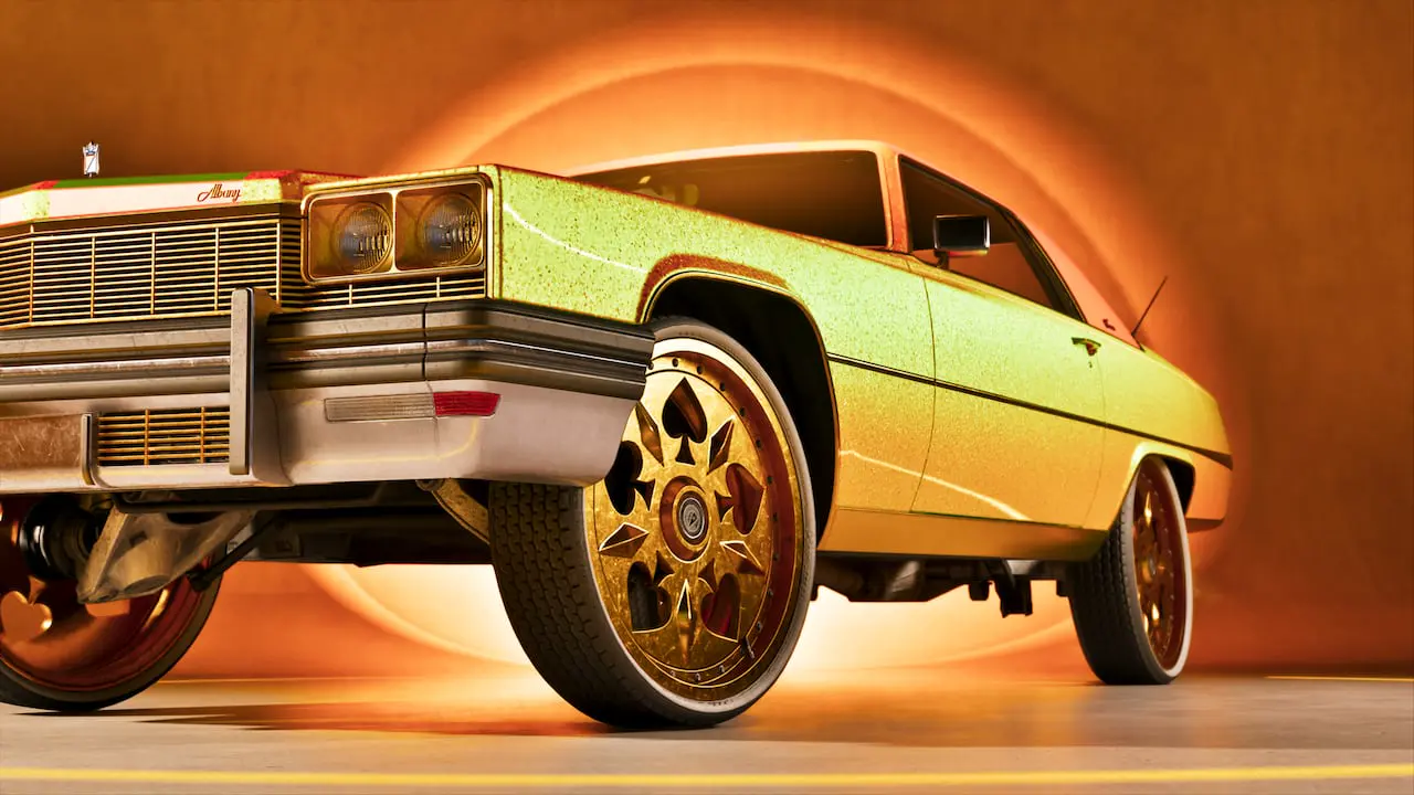 Official Rideout Customs mod shop promotional still from Grand Theft Auto VI